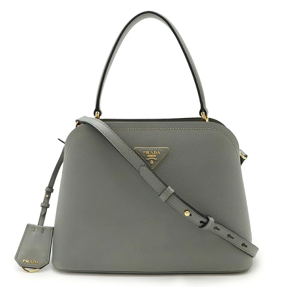 Prada Matinee 2way Shoulder Bag Saffiano Leather ARDESIA Gray